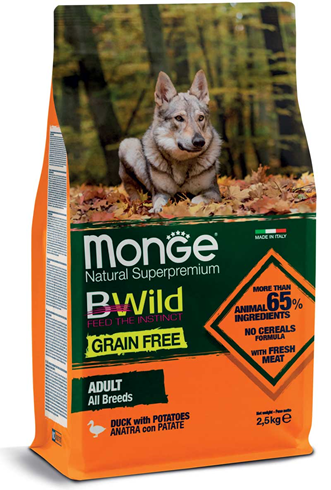 Monge Bwild Adult All Breeds Grain Free Duck with Potatoes 2.5kg