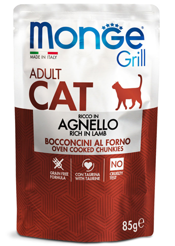 Monge Grill Adult Grain Free sosić za mačke sa jagnjetinom u želeu 85g