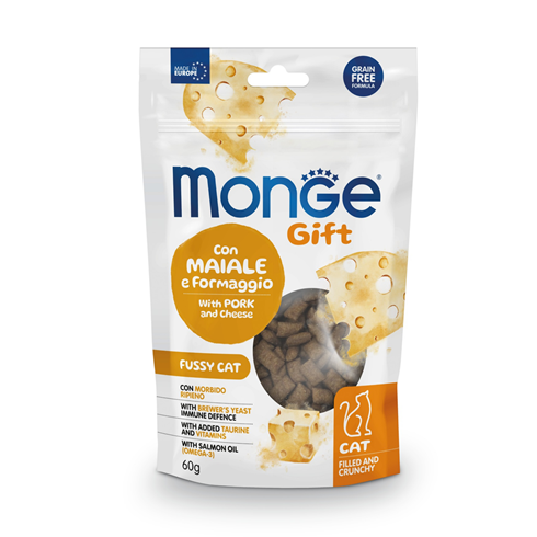 Monge Gift Grain Free Fussy Cat svinjetina&sir poslastica za mačke 60g