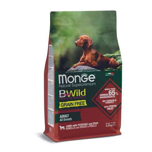 Monge Bwild Adult All Breeds Grain Free Jagnjetina&krompir&Grašak 2.5kg