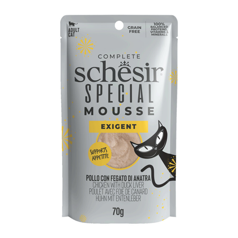 SCHESIR Special Cat Exigent Mousse Piletina&pačeća jetra&jaja kesica 70g