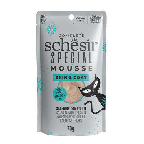 SCHESIR Special Cat Skin&Coat Mousse Losos&Piletina kesica 70g