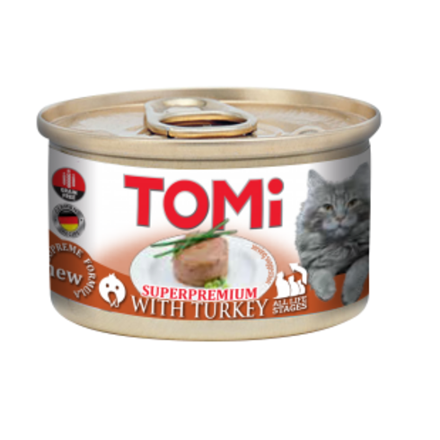 TOMi mousse ćuretina konzerva za mačke 85g, lagana i lako svarljiva vlažna hrana