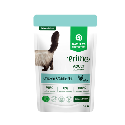 Nature’s Protection Prime Skin & Coat sosić za mačke Piletina & Bela riba 85g