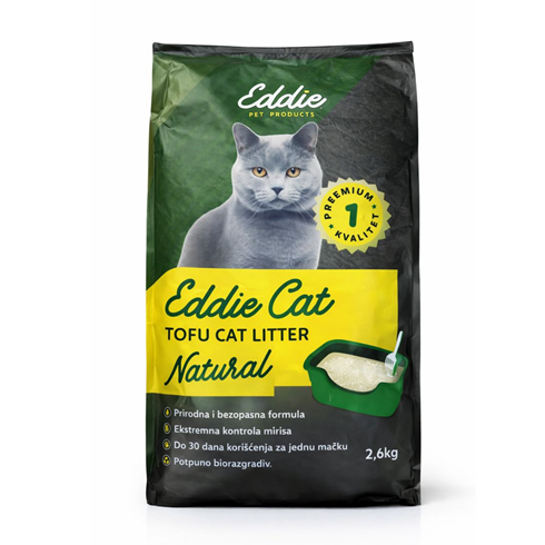 Eddie Tofu Cat Litter Natural Fragrance Free posip za mačke 2.6kg 7L