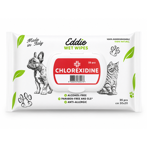 EDDIE Chlorhexidine vlažne maramice za pse i mačke 35kom, profesionalna higijena i zaštita kože