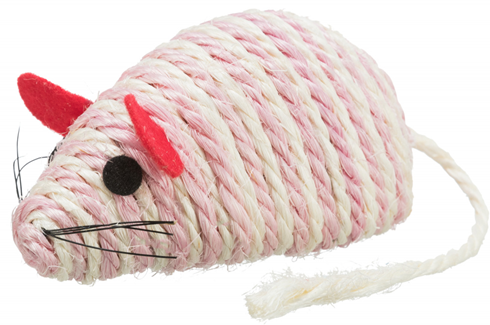 Igračka za mačke u obliku miša od sisal kanapa sa mačjom travom (catnip) 10cm