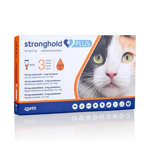 Stronghold Plus za mačke 2,5–5 kg 1 ampula – zaštita od spoljašnjih i unutrašnjih parazita