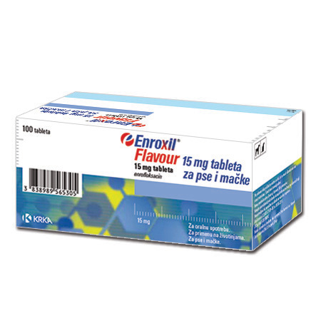 KRKA Enroxil®Flavour 15mg tableta za pse i mačke (enrofloksacin) 1 tableta