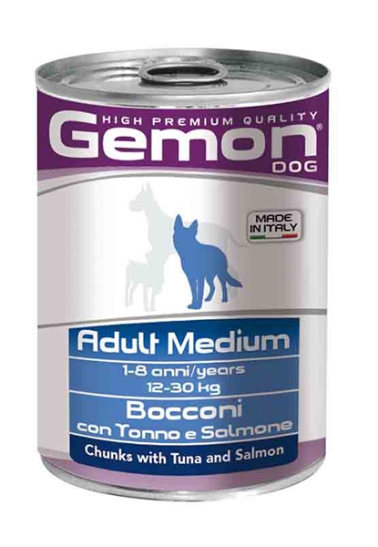 Gemon Dog Adult Medium komadići tuna&losos u konzervi  415g