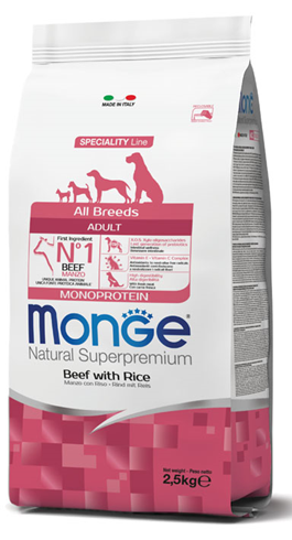 Monge All Breeds Adult Monoprotein Govedina&Pirinač 2.5kg