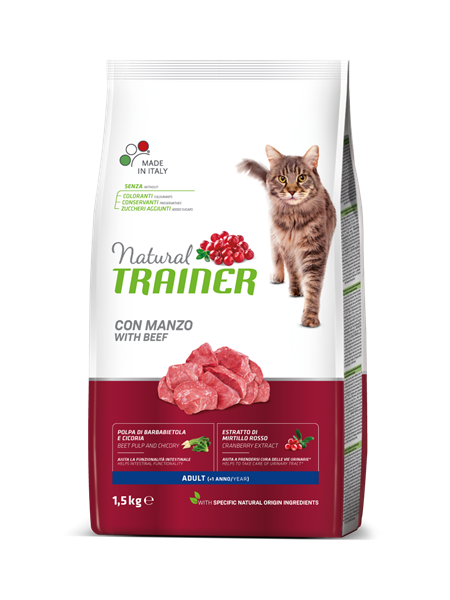 TRAINER Natural sa govedinom za odrasle mačke 1.5kg