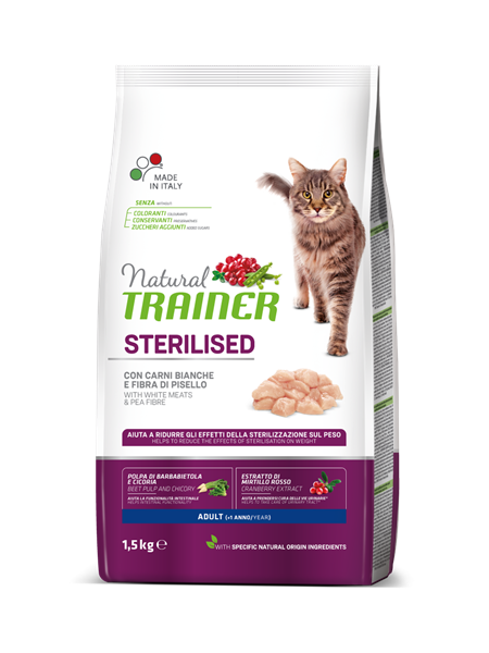 TRAINER Natural sa belim mesom za odrasle sterilisane mačke 1.5kg