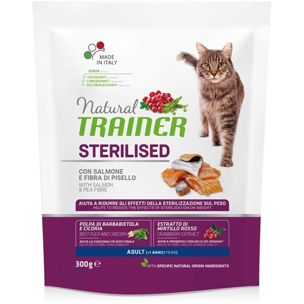 TRAINER Natural sa lososom za odrasle sterilisane mačke 300g