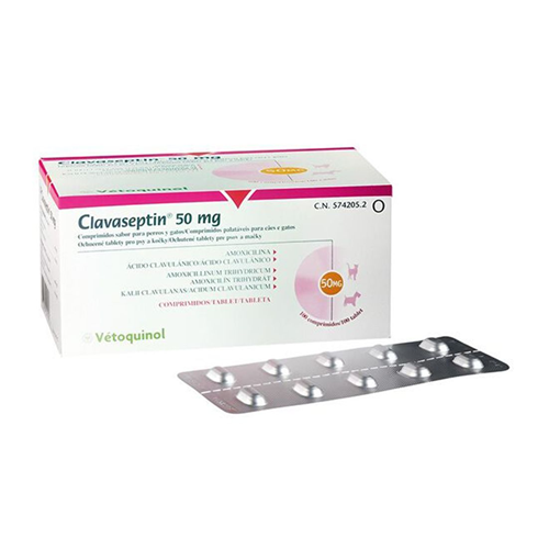 VETOQUINOL Clavaseptin 50 mg (amoksicilin, klavulanska kiselina) 1 tableta