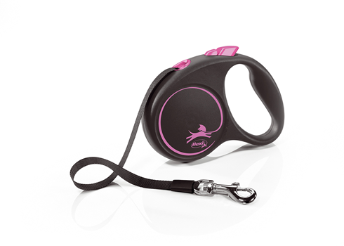 Flexi Black Design L povodac Tape (traka) 5m pink