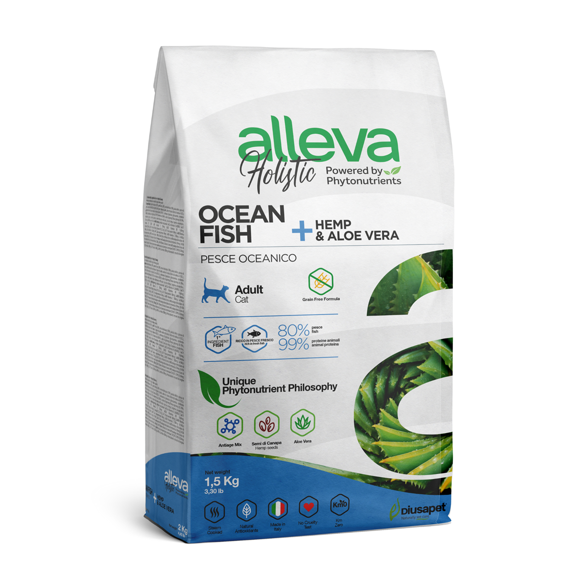 ALLEVA Holistic Trockenfutter Für Hunde – Mit Fisch, Hanfsamen & Aloe Vera, Getreidefrei, 2 Kg