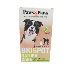 Paws&Paws BioSpot Natural psi 7-20kg protiv buva, krpelja, vaši i komaraca 2.5ml