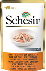 SCHESIR sosić za mačke Tunjevina&Piletina&Račići u želeu 50g