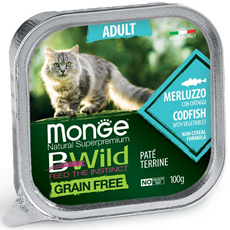 Monge bwild grain free pašteta za odrasle mačke bakalar&povrće 100g