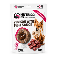 NUTRIGO Venison with Fish Sauce sočna funkcionalna poslastica za pse S-M 150g