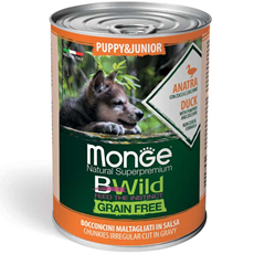 Monge BWild Puppy Grain Free konzerve za štence Pačetina 400g