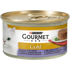 GOURMET GOLD Konzerva za mačke Jagnjetina&boranija komadići u sosu 85g