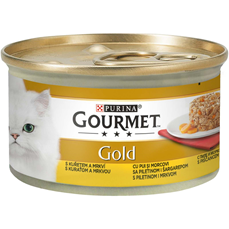 GOURMET GOLD Konzerva za mačke Piletina&šargarepa komadići u sosu 85g