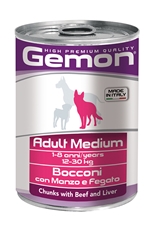 Gemon Dog Adult Medium komadići govedine&jetre u konzervi  415g