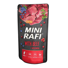 RAFI Mini adult grain free obrok za pse sa govedinom u kesici 150g