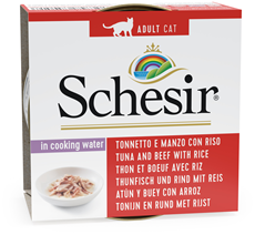 SCHESIR konzerva za mačke tunjevina i govedina sa rižom u sopstvenom soku 85g