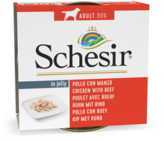 SCHESIR konzerva za pse piletina sa govedinom u želeu 150g
