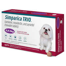 SIMPARICA TRIO tableta za žvakanje za pse 2.5-5kg 1 tableta