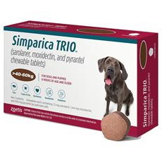 SIMPARICA TRIO tableta za žvakanje za pse 40-60kg 1 tableta